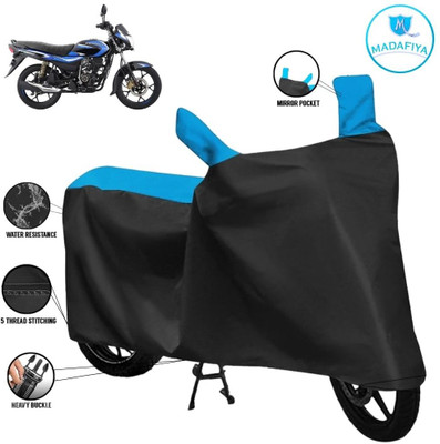 MADAFIYA Waterproof Two Wheeler Cover for Bajaj(Platina 110, Black, Blue)