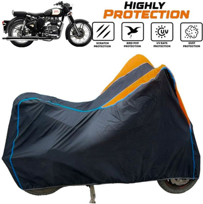 ZAQE Two Wheeler Cover for Royal Enfield(Standard 350, Black, Orange, Blue)