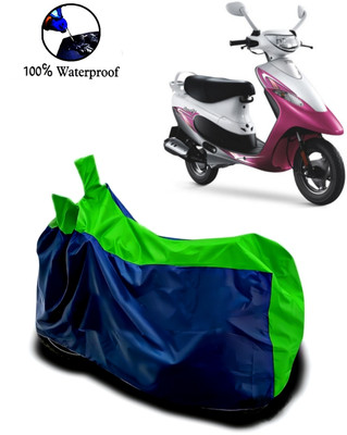 Autofly Waterproof Two Wheeler Cover for TVS(Scooty Pep+, Blue, Green)