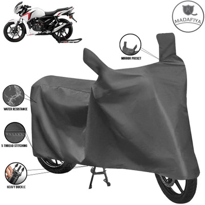 MADAFIYA Waterproof Two Wheeler Cover for TVS(Apache RTR 160 4V, Grey)