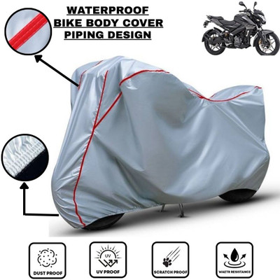 LE PRA Waterproof Two Wheeler Cover for Bajaj(Pulsar NS 200, Silver, Red)