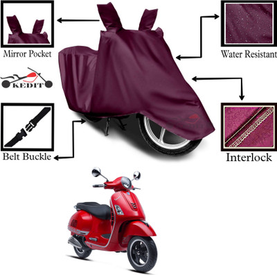 KEDIT Two Wheeler Cover for Vespa(GTS 300 BS6, Maroon)