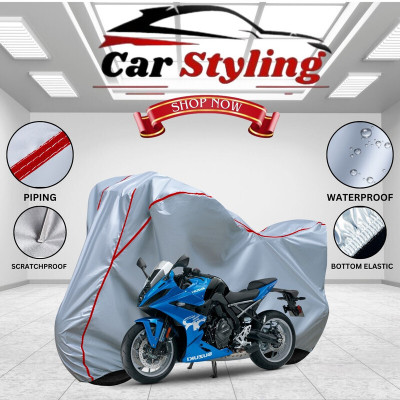OliverX Waterproof Two Wheeler Cover for Suzuki(GSX, Silver, Red)