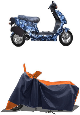 SUGASHRI Waterproof Two Wheeler Cover for Hero(Electric AXLHE-20, Orange, Blue)