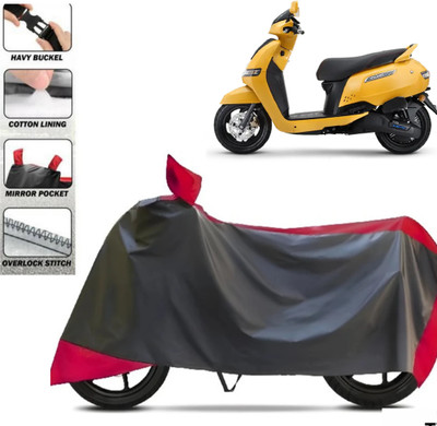 TENNYCER Waterproof Two Wheeler Cover for TVS(iQube Electric, Red, Black)