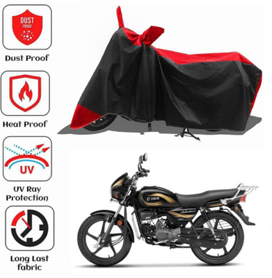 AIKOZIYA Waterproof Two Wheeler Cover for Hero(Splendor Plus, Black, Red)