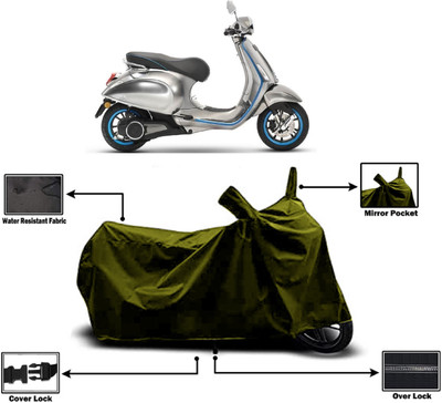 Amexride Two Wheeler Cover for Vespa(Piaggio Elettrica BS6, Green)