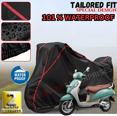 Starvin Waterproof Two Wheeler Cover for Suzuki(Access 125, Black, Red)