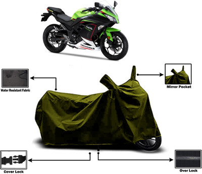 Amexride Two Wheeler Cover for Kawasaki(Ninja 300, Green)