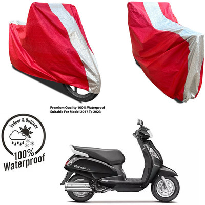 AUTOCAD Waterproof Two Wheeler Cover for Yamaha(FZ S V3, Silver, Red)
