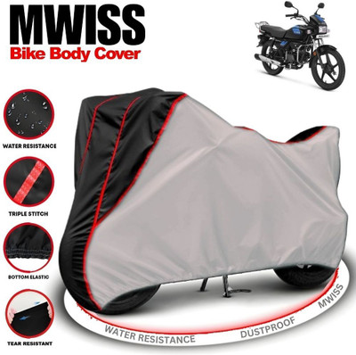 Mwiss Waterproof Two Wheeler Cover for Hero(Splendor Pro Classic, Silver, Black)