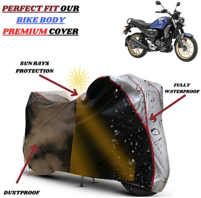 Delphinium Waterproof Two Wheeler Cover for Yamaha(FZ-X, Black, Silver)