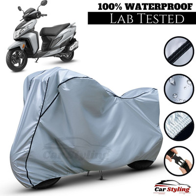 Car Styling Waterproof Two Wheeler Cover for Honda(Dio, Silver, Black)