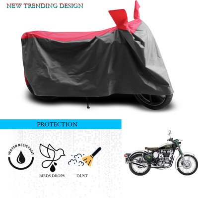SnehaSales Waterproof Two Wheeler Cover for Royal Enfield(Classic Chrome, Grey, Red)