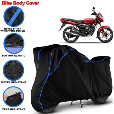 Grizzly Two Wheeler Cover for Bajaj(Platina 110, Black, Blue)