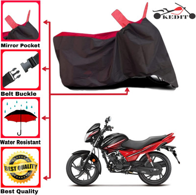 KEDIT Two Wheeler Cover for Hero(New Glamour BS6, Red, Black)