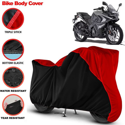 Grizzly Two Wheeler Cover for Bajaj(Pulsar RS 200, Black, Red)