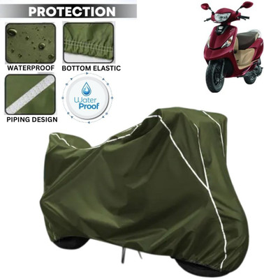kerwa Waterproof Two Wheeler Cover for TVS(Scooty Zest, Green, White)