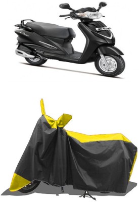 SUGASHRI Waterproof Two Wheeler Cover for Hero(Duet LX 110CC BS6, Yellow, Black)