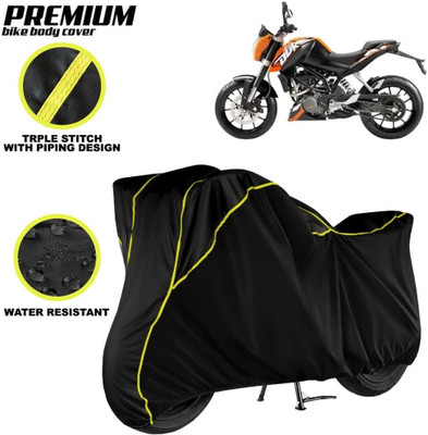 kerwa Waterproof Two Wheeler Cover for KTM(125 Duke, Black, Yellow)