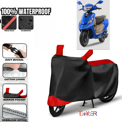 TENNYCER Waterproof Two Wheeler Cover for TVS(Scooty Zest 110, Red, Black)