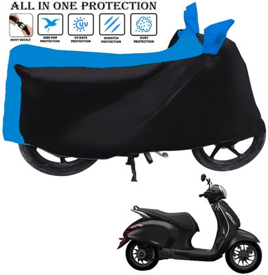 SThanaveX Waterproof Two Wheeler Cover for Bajaj(New Chetak, Black, Blue)