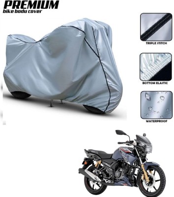 Car Life Waterproof Two Wheeler Cover for TVS(Apache RTR 180, Silver, Black)