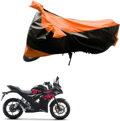 Mdstar Waterproof Two Wheeler Cover for Suzuki(Black, Orange)