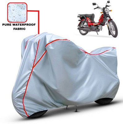 Delphinium Waterproof Two Wheeler Cover for TVS(XL 100 Heavy Duty, Silver, Red)