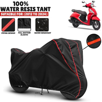 Mwiss Waterproof Two Wheeler Cover for Yamaha(Fascino, Black, Red)
