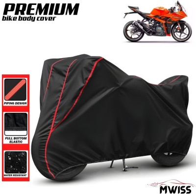 Mwiss Waterproof Two Wheeler Cover for KTM(RC 390, Black, Red)