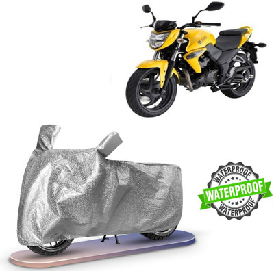 ROYAL AUTO MART Waterproof Two Wheeler Cover for Mahindra, Universal For Bike(Stallio, Silver)