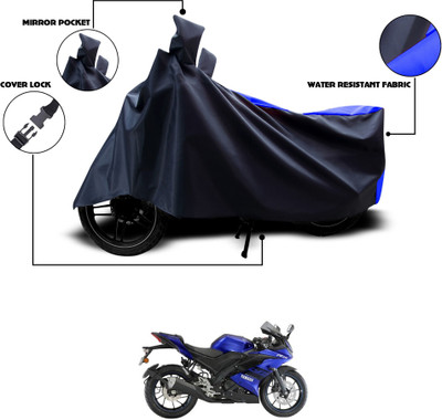 GOSHIV-car and bike accessories Two Wheeler Cover for Yamaha(R15 V3, Black, Blue)