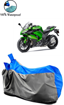 Autofly Waterproof Two Wheeler Cover for Kawasaki(Ninja 1000, Grey, Blue)
