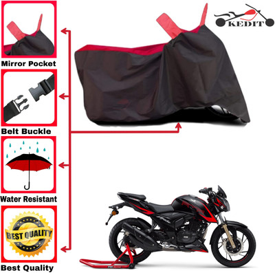 KEDIT Two Wheeler Cover for TVS(Apache RTR 200, Red, Black)