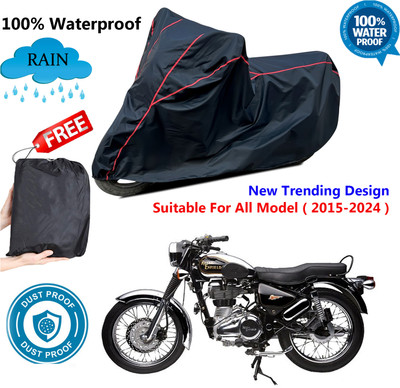 AutoGalaxy Waterproof Two Wheeler Cover for Royal Enfield(Electra Delux, Black, Red)