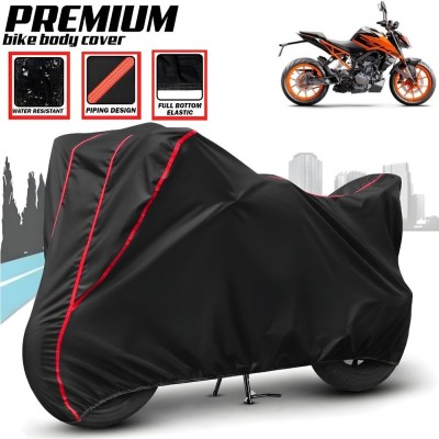 Mwiss Waterproof Two Wheeler Cover for KTM(200 Duke, Black, Red)