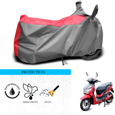 ANTHUB Waterproof Two Wheeler Cover for Hero(Electric Dash, Grey, Red)