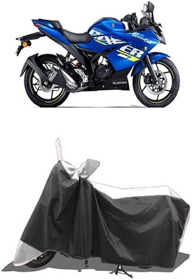 SUGASHRI Waterproof Two Wheeler Cover for Suzuki(Gixxer, White, Black)