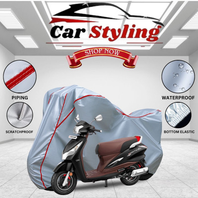 Car Styling Waterproof Two Wheeler Cover for Hero(Destini 125, Silver, Red)