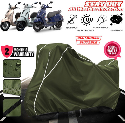 FBC Waterproof Two Wheeler Cover for Bajaj(Chetak, Green, White)