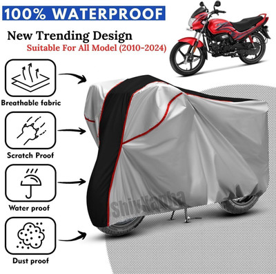 Shiv Kanha Waterproof Two Wheeler Cover for Hero(Passion, Silver, Black)