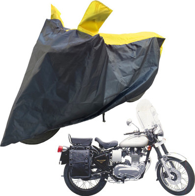 RiderShine Two Wheeler Cover for Royal Enfield(Machismo 500, Black, Yellow)