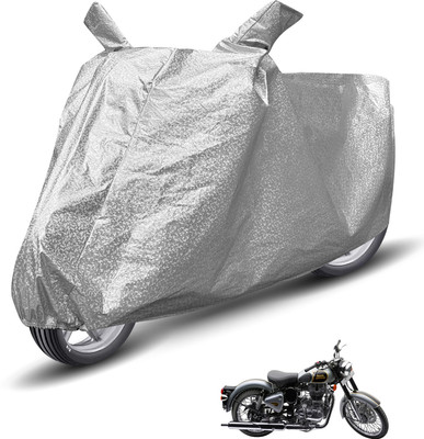 MOCKHE Waterproof Two Wheeler Cover for Royal Enfield(Classic 500, Silver)