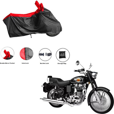 RiderShine Two Wheeler Cover for Royal Enfield(Bullet 500, Black, Red)