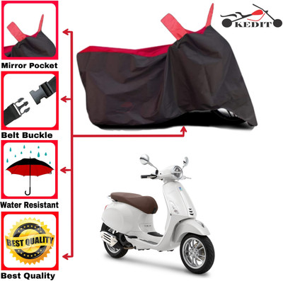 KEDIT Two Wheeler Cover for Vespa(Elettrica BS6, Red, Black)