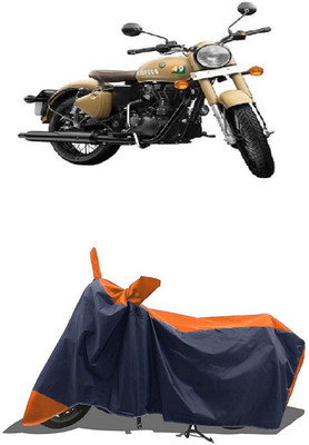 SUGASHRI Waterproof Two Wheeler Cover for Royal Enfield(Classic 350 Signals, Orange, Blue)