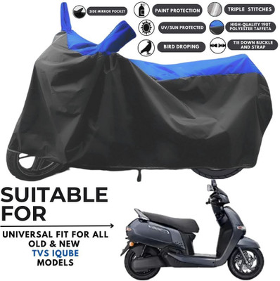 MADAFIYA Two Wheeler Cover for TVS(iQube Electric, Black, Blue)
