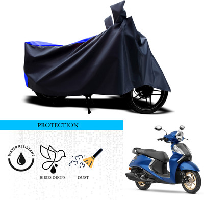 ANTHUB Waterproof Two Wheeler Cover for Yamaha(Fascino 125 FI, Black, Blue)