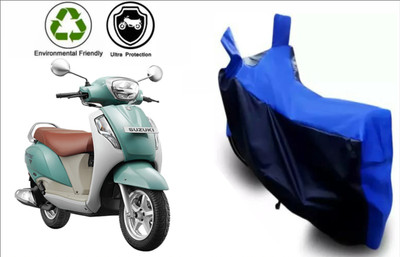 Mdstar Waterproof Two Wheeler Cover for Suzuki(Access 125, Black, Blue)